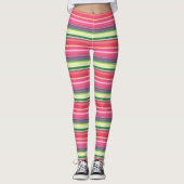 Roze strepen leggings (Voorkant)