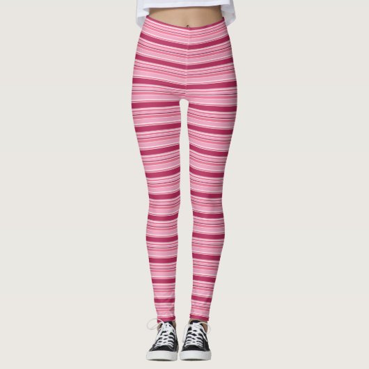 Roze strepen leggings (Voorkant)