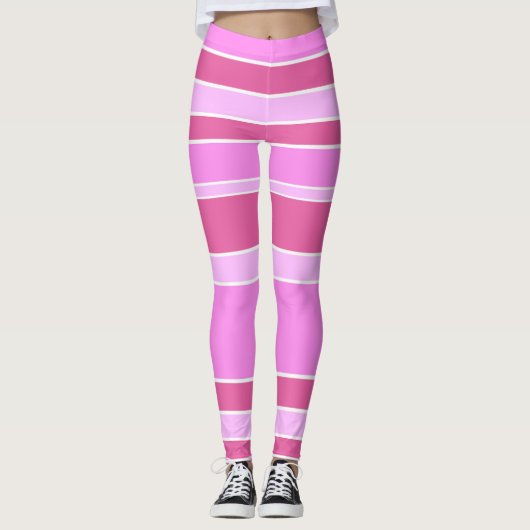 Roze strepen leggings (Voorkant)