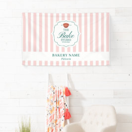Roze Strepen Logo Muur Pop-Up Shop Verkoper Evenem Spandoek