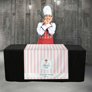 Roze Strepen Logo Tafel Pop-Up Shop Verkoper Loper Wandkleed