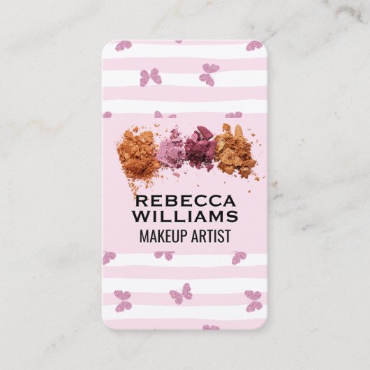 Roze Strepen | Make-up Foundation Poeder Visitekaartje (Voorkant)