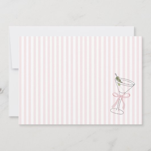 Roze Strepen Martini Glas Bedankt Kaart – Custom (Achterkant)