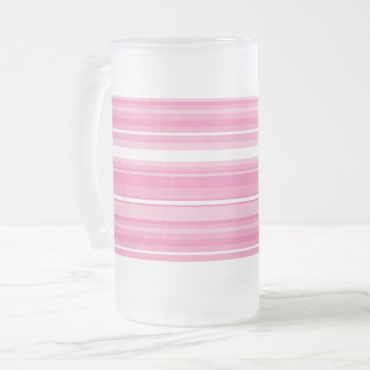 Roze strepen matglas bierpul (Voorkant links)