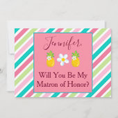 Roze strepen Matron of Honor Voorstel Kaart (Voorkant)
