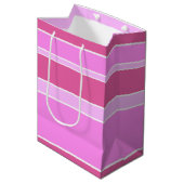 Roze strepen medium cadeauzakje (Voorkant Gekanteld)
