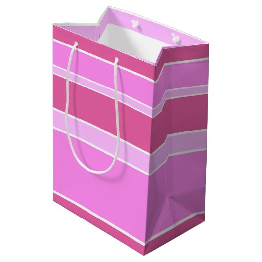 Roze strepen medium cadeauzakje (Achterkant Gekanteld)