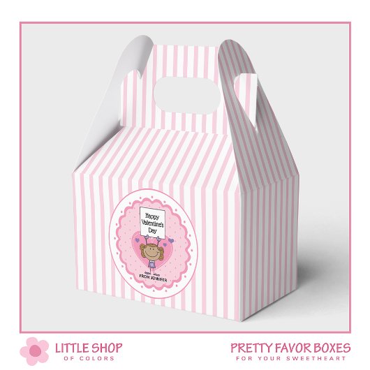 Roze Strepen Meisje met  Teken Valentijn Bedankdoosjes
