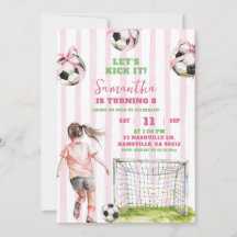 Roze Strepen Meisje Voetbal Laten we het schoppen 
