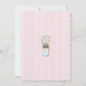 Roze strepen met bloemen in Mason Jar Baby shower Kaart (Achterkant)