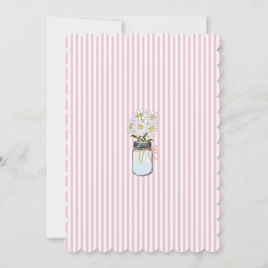Roze strepen met bloemen in Mason Jar Baby shower Kaart (Achterkant)