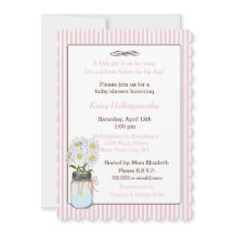 Roze strepen met bloemen in Mason Jar Baby shower