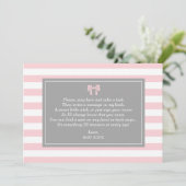 Roze strepen met Bow Baby shower Guest Book Kaart (Staand voorkant)