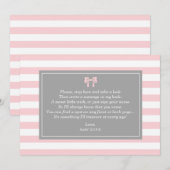 Roze strepen met Bow Baby shower Guest Book Kaart (Voorkant / Achterkant)