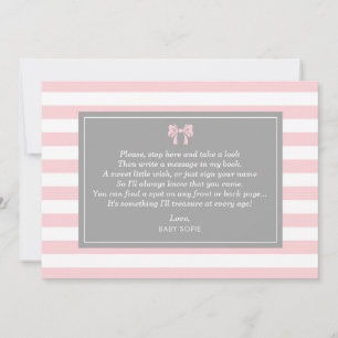 Roze strepen met Bow Baby shower Guest Book Kaart