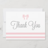 Roze strepen met bruin Baby shower Hartelijk dank Bedankkaart (Voorkant)