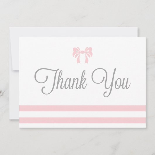 Roze strepen met bruin Baby shower Hartelijk dank Bedankkaart (Voorkant)