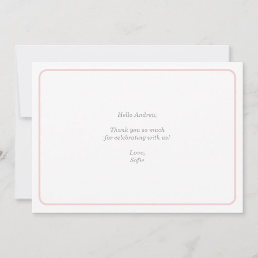 Roze strepen met bruin Baby shower Hartelijk dank Bedankkaart (Achterkant)