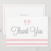 Roze strepen met bruin Baby shower Hartelijk dank Bedankkaart (Voorkant / Achterkant)
