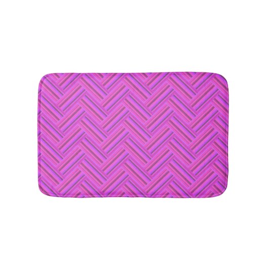 Roze strepen met dubbel weef patroon badmat (Voorkant)