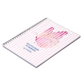 Roze strepen met een verborgen vlinder notitieboek (Linkerzijde)