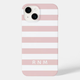 Roze Strepen met Naam of Monogram Set 14 Case-Mate iPhone 14 Hoesje