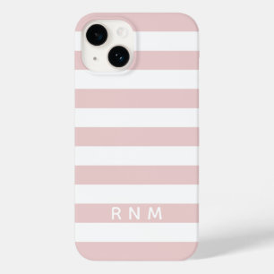 Roze Strepen met Naam of Monogram Set 14 Case-Mate iPhone 14 Hoesje