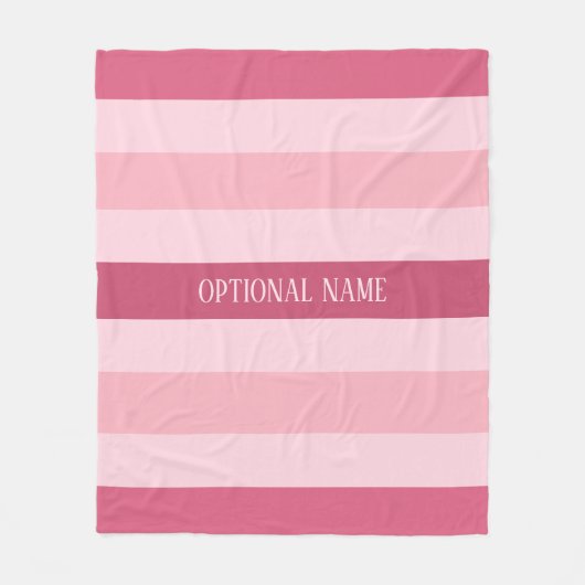 Roze Strepen met optionele aangepaste naam Fleece Deken (Voorkant)