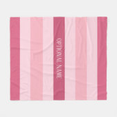 Roze Strepen met optionele aangepaste naam Fleece Deken (Voorkant (Horizontaal))