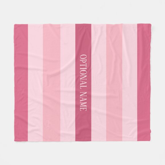 Roze Strepen met optionele aangepaste naam Fleece Deken (Voorkant (Horizontaal))
