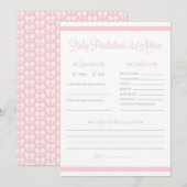 Roze Strepen met Strik Baby Shower Voorspelling Sp (Voorkant / Achterkant)