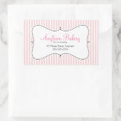 Roze strepen met Swirly Lijst Business Rechthoekige Sticker (Tas)