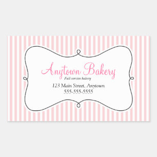 Roze strepen met Swirly Lijst Business Rechthoekige Sticker