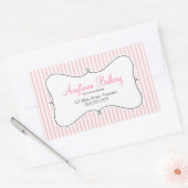 Roze strepen met Swirly Lijst Business Rechthoekige Sticker (Envelop)