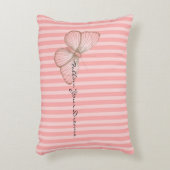 Roze strepen met vlinder accent kussen (Voorkant(Verticaal))