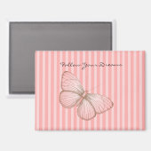 Roze strepen met vlinder magneet (Voorkant / Achterkant)