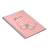 Roze Strepen met Vlinder Notitieboek (Rechterzijde)