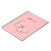 Roze Strepen met Vlinder Notitieboek (Linkerzijde)