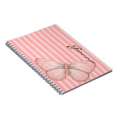 Roze strepen met vlinder notitieboek (Rechterzijde)