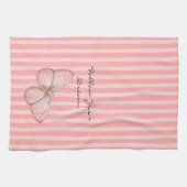 Roze strepen met vlinder theedoek (Horizontaal)
