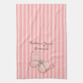 Roze strepen met vlinder theedoek (Verticaal)