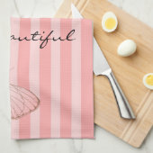 Roze strepen met vlinder theedoek (Quarter Fold)