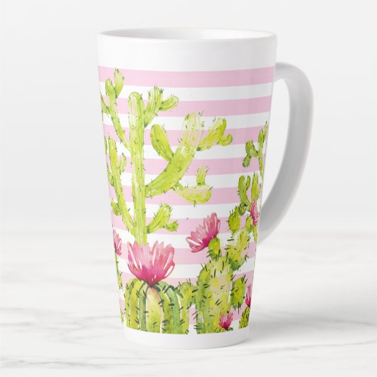 Roze strepen met Waterverf van wrijvingskruiken Latte Mok (Rechterhoek)