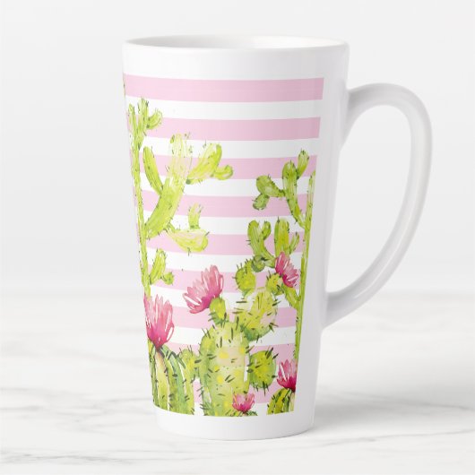 Roze strepen met Waterverf van wrijvingskruiken Latte Mok (Rechts)