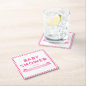 Roze Strepen Modern Baby shower Kartonnen Onderzetters (Insitu)