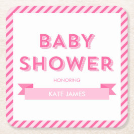 Roze Strepen Modern Baby shower Kartonnen Onderzetters