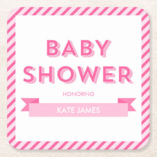 Roze Strepen Modern Baby shower Kartonnen Onderzetters