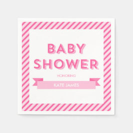 Roze Strepen Modern Baby shower Servetten