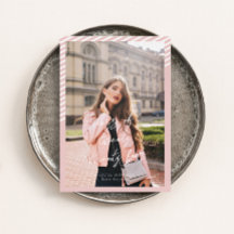 Roze Strepen Modern Minimalistisch Foto Afstuderen