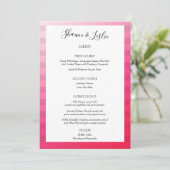 Roze Strepen Modern Trouwmenu Kaart (Staand voorkant)